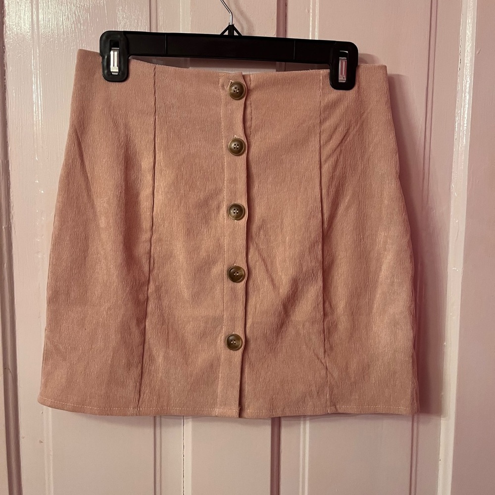 Light Pinkish-Beige Button-Front Skirt